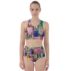 Magazine Balance Plaid Rainbow Racer Back Bikini Set by Mariart