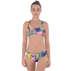 Magazine Balance Plaid Rainbow Criss Cross Bikini Set by Mariart