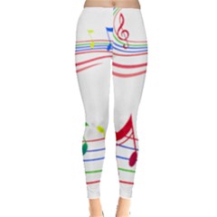 Rainbow Red Green Yellow Music Tones Notes Rhythms Leggings  by AnjaniArt