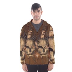 Awesome Skull With Rat On Vintage Background Hooded Wind Breaker (men) by FantasyWorld7