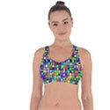 Colorful squares pattern                                Cross String Back Sports Bra View1