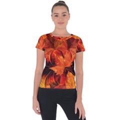 Ablaze With Beautiful Fractal Fall Colors Short Sleeve Sports Top  by jayaprime