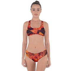 Ablaze With Beautiful Fractal Fall Colors Criss Cross Bikini Set by jayaprime