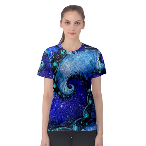 Nocturne Of Scorpio, A Fractal Spiral Painting Women s Sport Mesh Tee by jayaprime