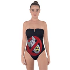 No Nuclear Weapons Tie Back One Piece Swimsuit by Valentinaart