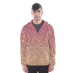 Rose Gold Sparkly Glitter Texture Pattern Hooded Wind Breaker (men) by paulaoliveiradesign