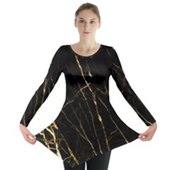 Black Marble Long Sleeve Tunic  by NouveauDesign