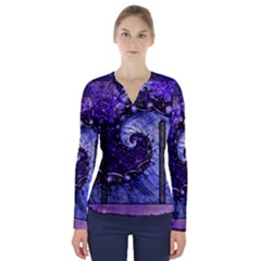 Beautiful Violet Spiral For Nocturne Of Scorpio V-neck Long Sleeve Top by jayaprime