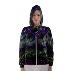 Oz The Great With Technicolor Fractal Rainbow Hooded Wind Breaker (women) by jayaprime