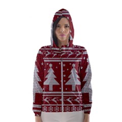 Ugly Christmas Sweater Hooded Wind Breaker (women) by Valentinaart