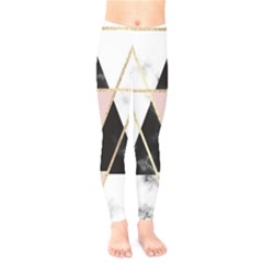 Triangles,gold,black,pink,marbles,collage,modern,trendy,cute,decorative, Kids  Legging by NouveauDesign