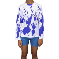 Blue Plaint Splatter Kids  Long Sleeve Swimwear by Mariart