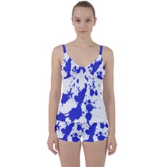 Blue Plaint Splatter Tie Front Two Piece Tankini by Mariart