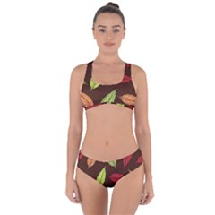 Autumn Leaves Pattern Criss Cross Bikini Set by Mariart