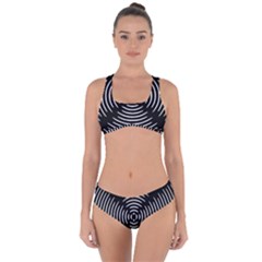 Gold Wave Seamless Pattern Black Hole Criss Cross Bikini Set by Mariart