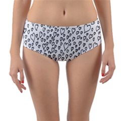 Heart Doddle Reversible Mid-waist Bikini Bottoms by Mariart