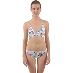 Love Fish Seaworld Swim Blue White Sea Water Cartoons Rainbow Wrap Around Bikini Set by Mariart