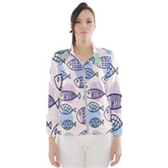 Love Fish Seaworld Swim Blue White Sea Water Cartoons Rainbow Polka Dots Wind Breaker (women) by Mariart