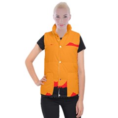 Mountains Natural Orange Red Black Women s Button Up Puffer Vest by Mariart