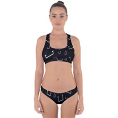 Pit White Black Sign Pattern Cross Back Hipster Bikini Set by Mariart