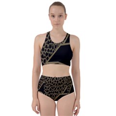 Polka Spot Grey Black Racer Back Bikini Set by Mariart