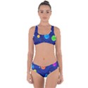 Planet Space Moon Galaxy Sky Blue Polka Criss Cross Bikini Set View1