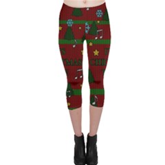 Ugly Christmas Sweater Capri Leggings  by Valentinaart