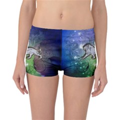 Wonderful Lion Silhouette On Dark Colorful Background Reversible Boyleg Bikini Bottoms by FantasyWorld7