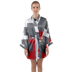 Cross Abstract Shape Line Long Sleeve Kimono Robe by Celenk