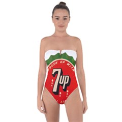 Fresh Up With  7 Up Bottle Cap Tin Metal Tie Back One Piece Swimsuit by Celenk