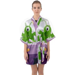 Ufo Quarter Sleeve Kimono Robe by Celenk
