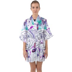 Thank You Quarter Sleeve Kimono Robe by Celenk