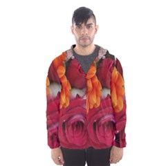 Floral Photography Orange Red Rose Daisy Elegant Flowers Bouquet Hooded Wind Breaker (men) by yoursparklingshop