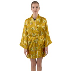 Fishes Talking About Love And   Yellow Stuff Long Sleeve Kimono Robe by pepitasart