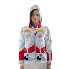 Christmas Santa Claus Hooded Wind Breaker (women) by Alisyart