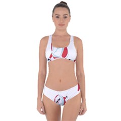 Christmas Santa Claus Snow Cool Sky Criss Cross Bikini Set by Alisyart