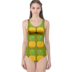 Fruite Pineapple Yellow Green Orange One Piece Swimsuit by Alisyart