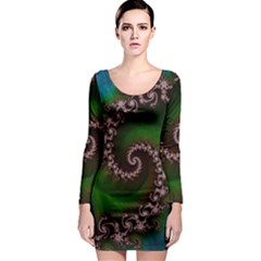 Benthic Saltlife Fractal Tribute For Reef Divers Long Sleeve Bodycon Dress by jayaprime