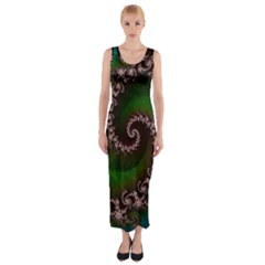 Benthic Saltlife Fractal Tribute For Reef Divers Fitted Maxi Dress by jayaprime