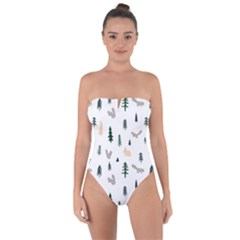 Squirrel Rabbit Tree Animals Snow Tie Back One Piece Swimsuit by Alisyart