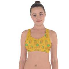 Fruit Pineapple Yellow Green Cross String Back Sports Bra by Alisyart