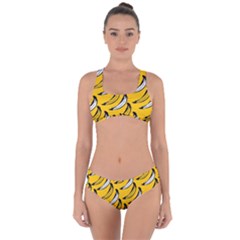 Fruit Bananas Yellow Orange White Criss Cross Bikini Set by Alisyart