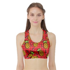 Fruit Pineapple Red Yellow Green Sports Bra With Border by Alisyart