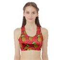 Fruit Pineapple Red Yellow Green Sports Bra with Border View1