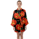 Halloween Party Pumpkins Face Smile Ghost Orange Black Long Sleeve Kimono Robe View1