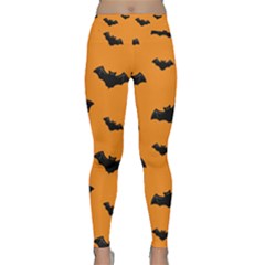 Halloween Bat Animals Night Orange Classic Yoga Leggings by Alisyart