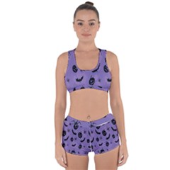 Halloween Pumpkin Bat Spider Purple Black Ghost Smile Racerback Boyleg Bikini Set by Alisyart