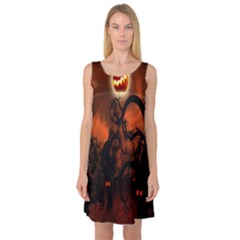 Halloween Pumpkins Tree Night Black Eye Jungle Moon Sleeveless Satin Nightdress by Alisyart