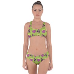 Hat Formula Purple Green Polka Dots Criss Cross Bikini Set by Alisyart