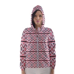 Red Flower Star Patterned Hooded Wind Breaker (women) by Alisyart